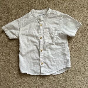 Zara 18-24m Boys White Linen Button Up Shirt